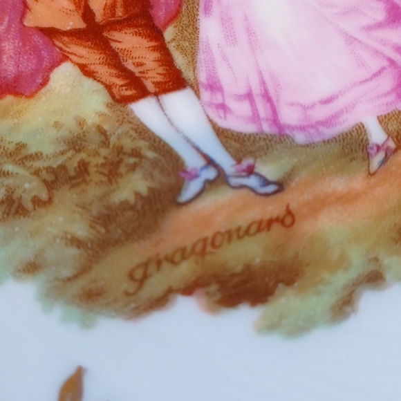 Limoges France antique mid century plate platter gold man woman courting - Picture 15 of 16